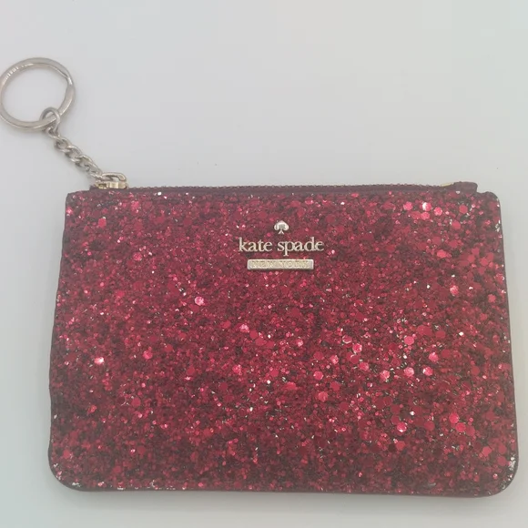 Kate Spade mini Reily Laurel Way glitter deep plum with matching card holder - Picture 10 of 12